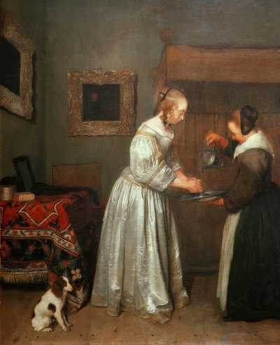 Dame, die sich die Hände wäscht tekijältä Gerard ter Borch