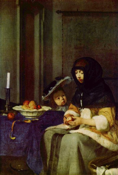 Saksan kieli: Apfelschälerin Omenankuorimaveitsi tekijältä Gerard ter Borch