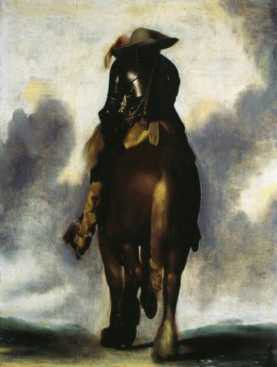 Mies hevosen selässä, takaapäin katsottuna tekijältä Gerard ter Borch