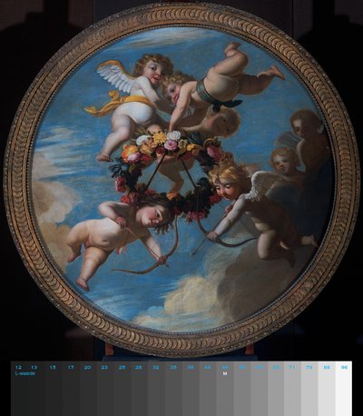 Putti kukkasppeleellä tekijältä Gerard van Honthorst (workshop of)