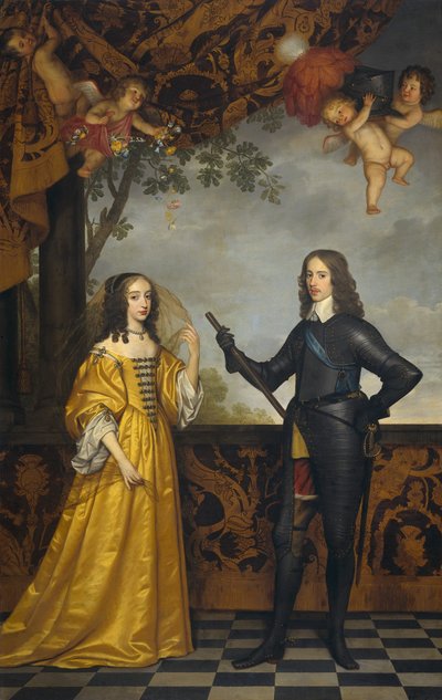 Kaksoismuotokuva William II:sta (1626-1650), Orangen prinssistä ja hänen vaimostaan Mary Stuartista (1631-1660). tekijältä Gerard van Honthorst