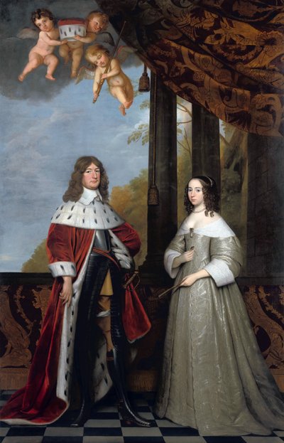 Muotokuva Brandenburgin valitsijamies Friedrich Wilhelmistä ja hänen vaimostaan Louise Henriettesta, Oranja-Nassaun kreivittärestä. tekijältä Gerard van Honthorst