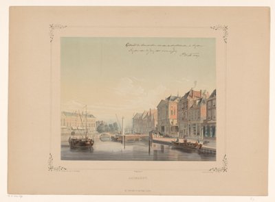 Gezicht op de Aalmarkt te Leiden Aalmarkt (title on object) tekijältä Gerardus Johannes Bos