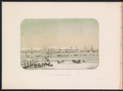 Entreteniment de gel a la Maas a Rotterdam, vist des de Katendrecht, 1855 La ciutat de Katendrecht vista (títol a l