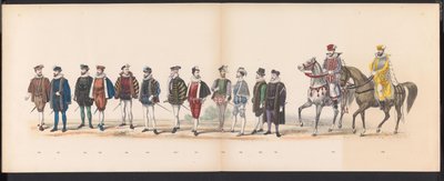 Leidenin opiskelijoiden naamiaiset, 1870 (levy 12) Leidenin opiskelijakunnan jäsenten pukukulkue 7. kesäkuuta 1870 Leidsche Hoogeschool -koulun 295-vuotisjuhlan kunniaksi, ja se kuvaa vierailua Leideniin tekijältä Gerardus Johannes Bos