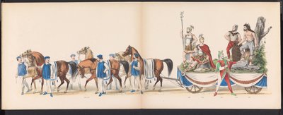 Leidenin opiskelijoiden naamiaiset, 1870 (levy 15) Leidenin opiskelijakunnan jäsenten pukukulkue 7. kesäkuuta 1870 Leidsche Hoogeschool -koulun 295-vuotisjuhlan kunniaksi, ja se kuvaa vierailua Leideniin tekijältä Gerardus Johannes Bos