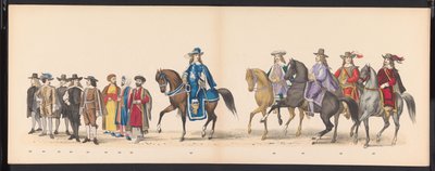 Leidenin opiskelijoiden naamiaiset, 1875 (levy 15) Leidenin ylioppilaskunnan jäsenten pitämä naamiainen 15. kesäkuuta 1875 Leidsche Hoogeschoolin 300-vuotisjuhlan kunniaksi, joka kuvaa Leidsche Hoogeschoolia, joka on kuvattu tekijältä Gerardus Johannes Bos