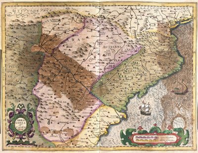 Aragon ja Katalonia, Espanja (kaiverrus tekijältä Gerardus Mercator