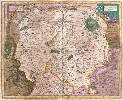 Baijerin alue ja Tonava, Saksa (kaiverrus tekijältä Gerardus Mercator
