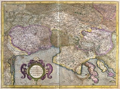 Friuli, Italia - Slovenia (Istria) Triestenlahden ja Balkanin kanssa (kaiverrus tekijältä Gerardus Mercator
