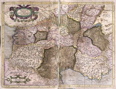 Limusiini, Languedoc, Auvergne, Burgundy ja Provence, Etelä-Ranska tekijältä Gerardus Mercator