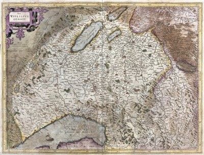 Genevestä koilliseen, Sveitsi (kaiverrus tekijältä Gerardus Mercator