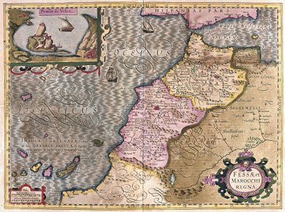 Luoteis-Afrikka Kanariansaarten kanssa (kaiverrus tekijältä Gerardus Mercator