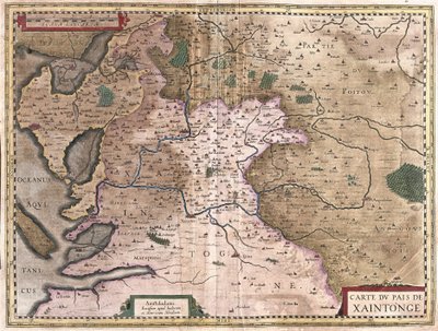 Saintonge La Rochellen ja Ile Oleronin kanssa, Ranska (kaiverrus tekijältä Gerardus Mercator