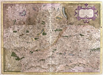 Salzburg ja Carintia, Itävalta (kaiverrus tekijältä Gerardus Mercator