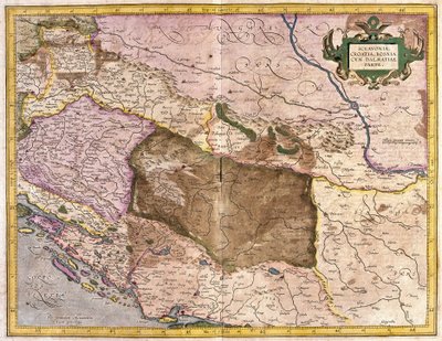 Sclavonia, Kroatia, Bosnia ja Dalmatia (kaiverrus tekijältä Gerardus Mercator