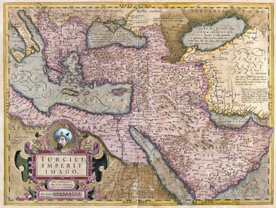 Turkki, Balkan, Koillis-Afrikka, Arabia ja Lähi-itä (kaiverrus tekijältä Gerardus Mercator