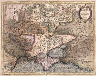 Ukraina ja Krim (kaiverrus tekijältä Gerardus Mercator
