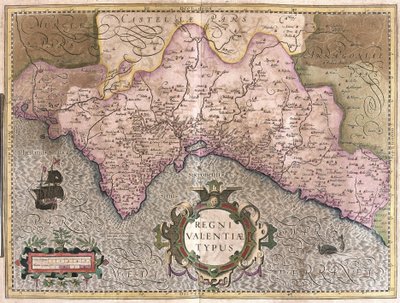 Valencia, Espanja (kaiverrus tekijältä Gerardus Mercator
