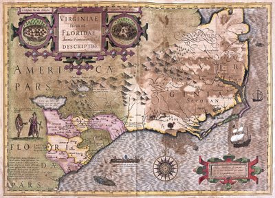 Virginia ja Florida (kaiverrus tekijältä Gerardus Mercator