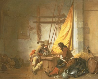 Sotilaat pelaamassa Tric-Tracia, 1653 tekijältä Gerbrand van den Eeckhout