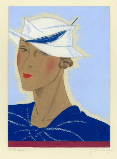Damenhut mit blauer Feder 1933 / G.Hartung tekijältä Gerd Hartung