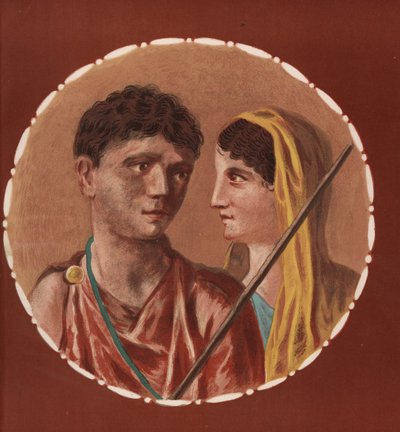 Muotokuva miehestä ja naisesta tuntemattomasta talosta Pompejissa. Victor Steegerin kromolitografia Geremia Discannon kuvituksesta Emile Presuhnista (1844-1878) Pompejin kauneimmat maalaukset, Leipzig tekijältä Geremia Discanno