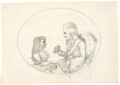 Kruununprinssi Frederik kruununprinssin kanssa (Chr. VIII) näyttää muotokuvan edesmenneestä kruununprinsessasta Sofie Frederikkestä tekijältä Gerhard Ludvig Lahde