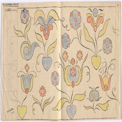 Oslo Kunstindustrimuseum: sali I (kadulle päin). Lehti nro 11 tekijältä Gerhard Munthe