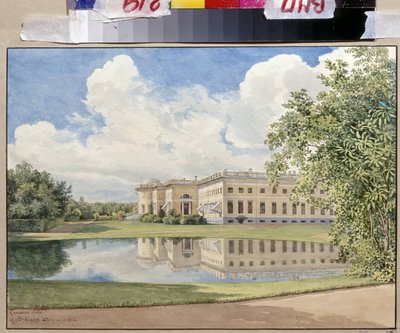 ""Aleksanterin palatsi Tsarskoje Selossa"", kirjoittanut Gerhard Wilhelm Von Reutern (1794-1865), akvarelli paperille tekijältä Gerhard Wilhelm von Reutern