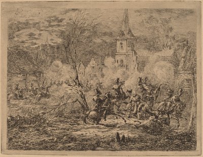 Kylän vangitseminen tekijältä Gerhardus Emaus de Micault