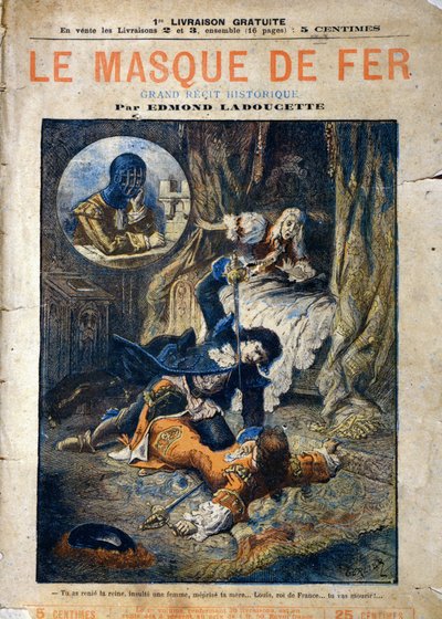 Le Masque de Fer, Edmond Ladoucetten romaanin kansi, julkaistu erissä 1800-luvun lopussa tekijältä Gerlier