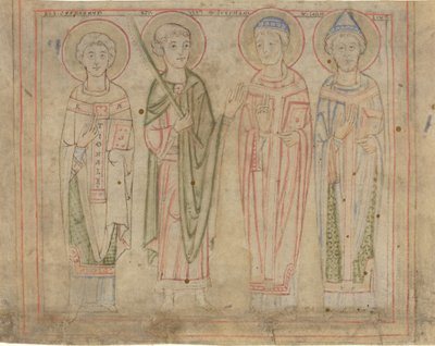 Pyhät Cyprianus, Vitus, Stephan ja Cornelius tekijältä German 12th Century