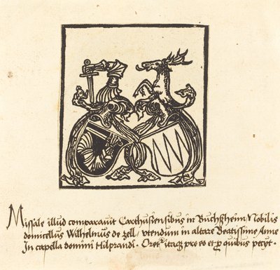 Wilhelm von Zellin kirjakilpi tekijältä German 15th Century