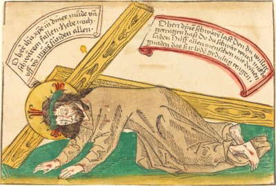Kristus putoamassa ristin painon alle tekijältä German 15th Century