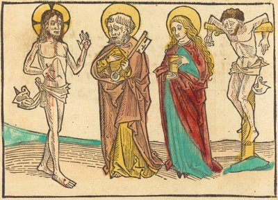 Kristus näyttää haavansa Pietarille, Magdaleenalle ja Hyvälle Varkaalle tekijältä German 15th Century