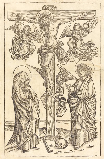 Kristus ristillä enkelien kanssa tekijältä German 15th Century