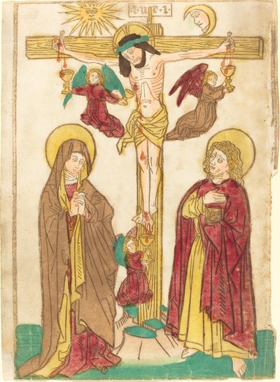 Kristus ristillä enkelien kanssa tekijältä German 15th Century
