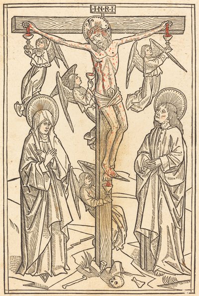 Kristus ristillä enkelien kanssa tekijältä German 15th Century