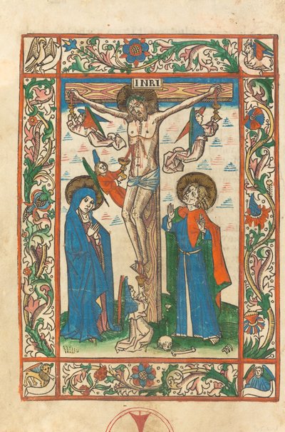 Kristus ristillä enkelien kanssa tekijältä German 15th Century