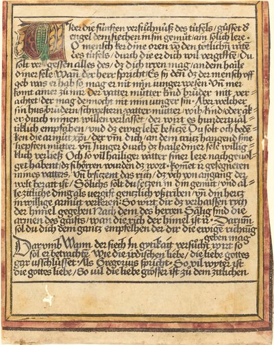 Kehotus ahneutta vastaan tekijältä German 15th Century