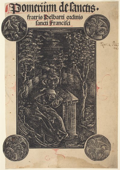 Fransiskaani, Pelbartus Temesvarista, puutarhassa tekijältä German 15th Century
