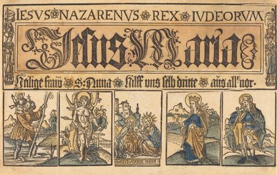 Pyhä Anna, Madonna ja lapsi sekä pyhät Christopher, Sebastian, Clara ja Roche tekijältä German 15th Century