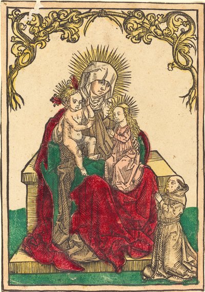 Pyhä Anna, Madonna ja lapsi sekä fransiskaanimunkki tekijältä German 15th Century
