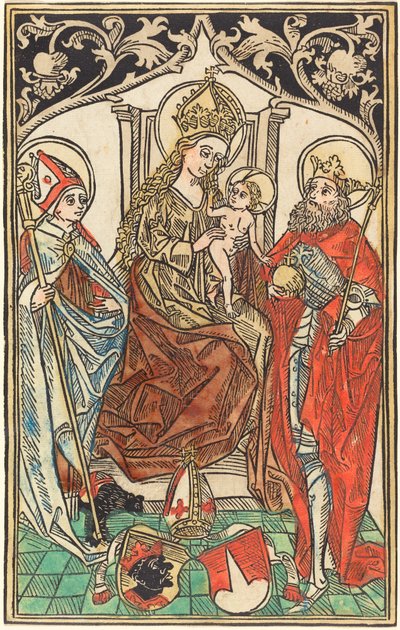 Madonna ja lapsi istuivat pyhien Corbinianuksen ja Sigismundin kanssa tekijältä German 15th Century