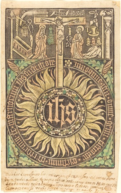 Pyhä monografia ristiinnaulitsemisen ja kärsimyksen symboleilla [recto] tekijältä German 15th Century
