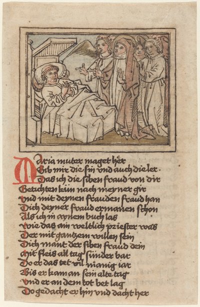 Neitsyt ilmestyy kuolevalle papille tekijältä German 15th Century