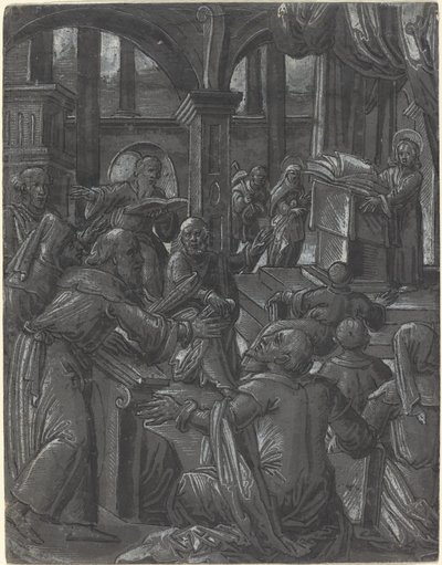 Kristus kiistelee lääkäreiden kanssa tekijältä German 16th Century