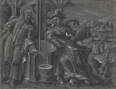 Kristus ja Samarian nainen [verso] tekijältä German 16th Century