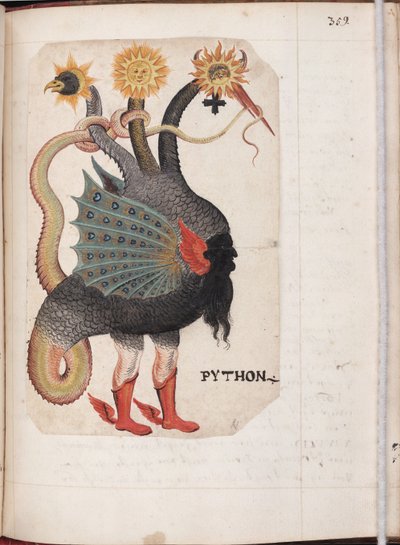 Python peräisin: Alchemical and Rosicrucian Compendium, noin 1760 tekijältä German Master